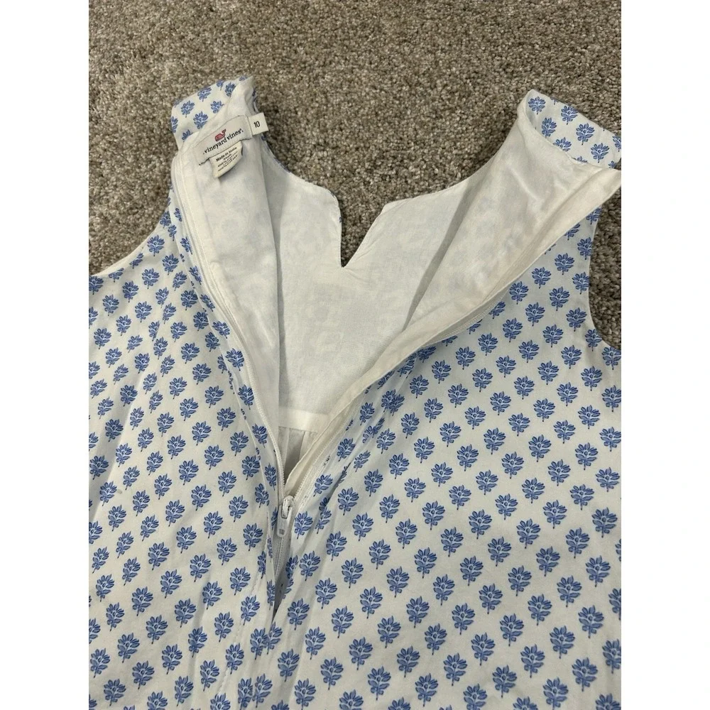 Vineyard Vines Blue Floral With Ruffles Dress,‎ Girls Size 10 #0439